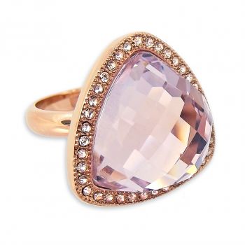 Ring Rosegold mit Markenkristallen großer Kristall Größe 54 NOBEL SCHMUCK