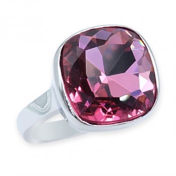 Ring Silber Pink Cocktailring mit großem Kristall NOBEL SCHMUCK