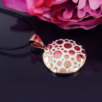 Rosegold Kette Amulett Emaille Weiß Damen Halskette von NOBEL SCHMUCK