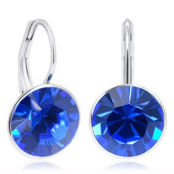 NOBEL SCHMUCK Silber-Ohrringe Blau mit Markenkristallen 925 Sterling Silver