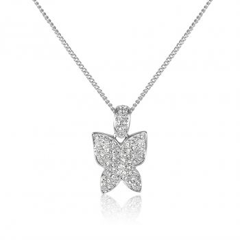 Kette Silber Schmetterling Halskette mit Markenkristallen NOBEL SCHMUCK