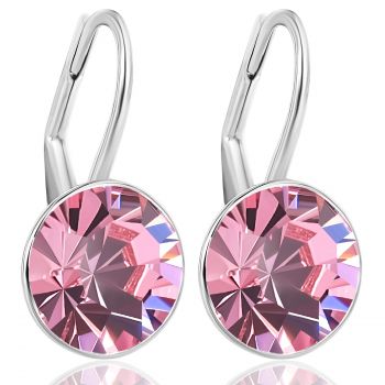 Ohrringe für Damen 925 Sterling Silber Hellrosa Kristall Klappverschluss für Valentinstag Geburtstag Muttertag