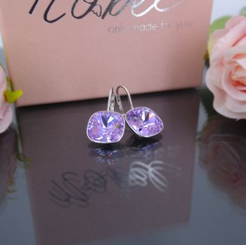 Ohrringe mit Swarovski Kristalle Silber Violet Lila NOBEL SCHMUCK