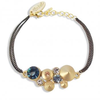 Armband Gold Blau Armkette Kristalle von Swarovski Armschmuck NOBEL 