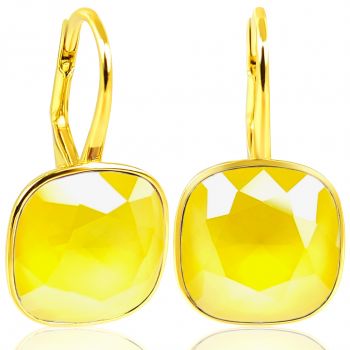 Gold Ohrringe 925 Silber mit Markenkristallen Gelb NOBEL SCHMUCK