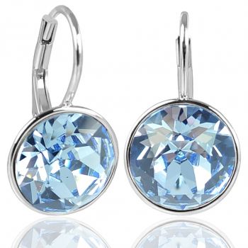 NOBEL SCHMUCK Silber-Ohrringe Blau hochwertige Kristalle 925 Sterling Silver Light Sapphire