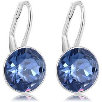 NOBEL SCHMUCK Silber Ohrringe Denim Blue Marken Kristalle 925 Sterling Silver Klappverschluß