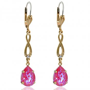 Jugendstil Ohrhänger Pink Gold mit Swarovski Kristalle Damen Ohrringe Gold NOBEL SCHMUCK
