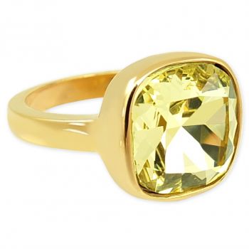 Damen-Ring Grün Gelb mit Markenkristall Gold von NOBEL SCHMUCK