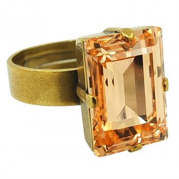 Damen-Ring mit Markenkristall Pfirsich Gold Größe Variabel NOBEL SCHMUCK