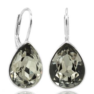 925 Ohrringe Grau Silber Swarovski Kristalle Black Diamond NOBEL SCHMUCK