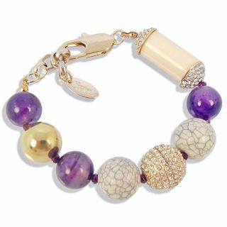 Damen Armband Gold Amethyst Perlen Strass - klassisch modern