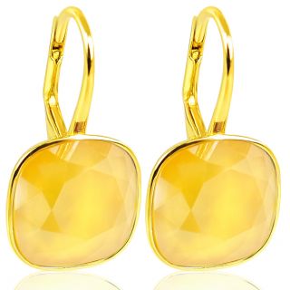 Gold Ohrringe 925 Silber mit Markenkristallen Gelb NOBEL SCHMUCK