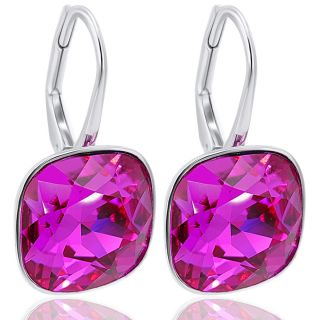 925 Ohrringe Silber Pink mit Kristallen von Swarovski® Fuchsia Ohrhänger NOBEL SCHMUCK 