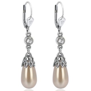 Perlen-Ohrringe mit Markenkristallen Silber Bronce Pearl NOBEL SCHMUCK
