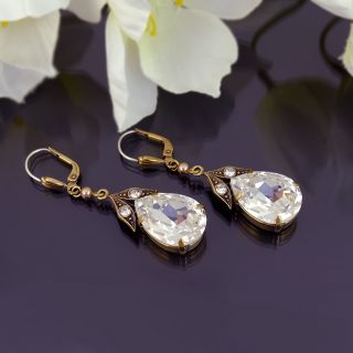 Nobel Goldene Vintage Ohrringe Große Kristalle aus EU - romantisch verspielt