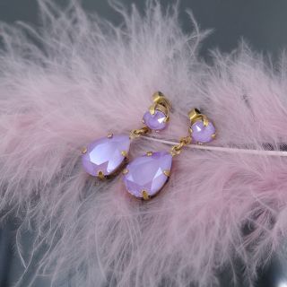 Goldene Ohrstecker Tropfen mit Kristallen von Swarovski Lilac Shiny NOBEL SCHMUCK