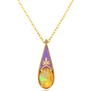 Halskette Opal 925 Silber vergoldet NOBEL SCHMUCK
