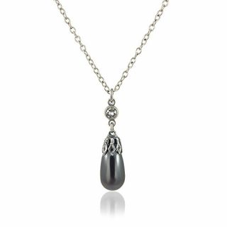 Perlenkette mit Markenkristallen Silber Black Pearl NOBEL SCHMUCK