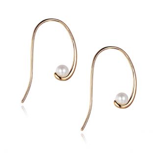 NOBEL SCHMUCK Creolen 925 Sterling Silber Gold Auflage - Perlen-Ohrringe Damen