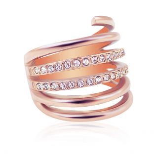 Damen Ring Gr. 51 Rosegold mit Markenkristallen von NOBEL SCHMUCK