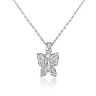 Kette Silber Schmetterling Halskette mit Swarovski Kristalle NOBEL SCHMUCK
