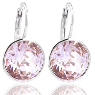 Ohrringe für Damen 925 Sterling Silber Hellrosa Kristall Klappverschluss für Weihnachten Geburtstag Muttertag