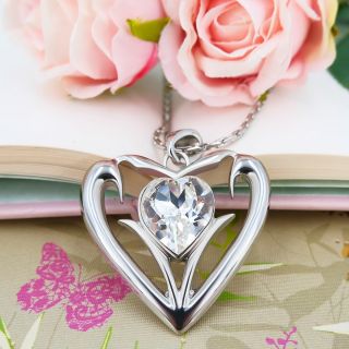 Silberne Kette Herz mit Markenkristall Halskette NOBEL SCHMUCK