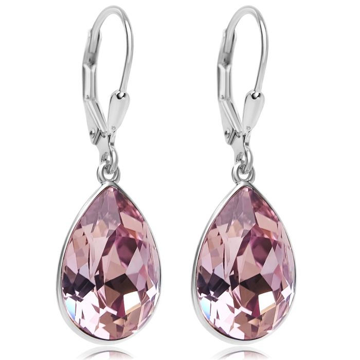 Nobel-Shop Swarovski 925 Silberohrringe Rosa