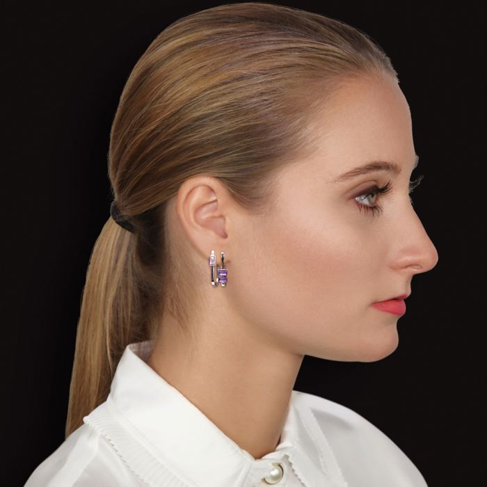 925 Sterling Silber CZ Creolen – Quadratische U-Form Ohrringe, 19x12 Mm | Hypoallergen, Minimalistisch, Mit Geschenkbox