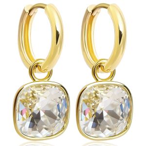 Gold Creolen Charm Anhänger Markenkristalle 925 Sterling NOBEL SCHMUCK