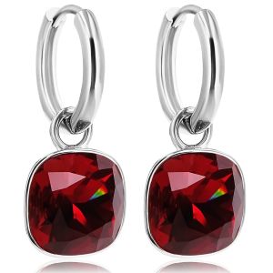 Silber-Creolen Charm Anhänger Rot Marken Kristalle Ohrringe 925 Sterling NOBEL SCHMUCK