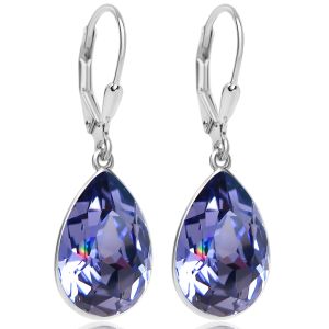 925 Silberohrringe Lila Markenkristallen Tropfen Silberohrhänger Violett NOBEL SCHMUCK