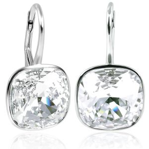 Nobel Silberohrringe 925 Sterling Silber Ohrhänger Marken Kristalle kurz minimalistisch