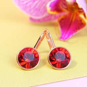 NOBEL SCHMUCK Ohrringe Rosegold Rot Kristalle 925 Sterling Silber Scarlet Red - schlicht modern