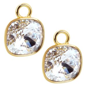 Charm Anhänger 2 Stück Gold 925 Sterling Silber für Creolen Kristalle NOBEL SCHMUCK