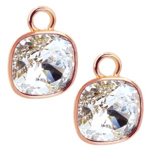 Charm Anhänger 2 Stück Rosegold 925 Sterling Silber für Creolen Markenkristalle NOBEL SCHMUCK® 