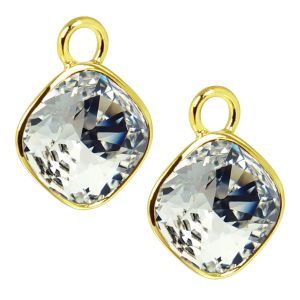 Charm Anhänger 2 Stück Gold 925 Sterling Silber für Creolen Markenkristalle NOBEL SCHMUCK® 