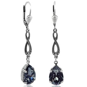 Jugendstil Ohrringe Kristalle Silber Vintage Lange Ohrhänger NOBEL SCHMUCK
