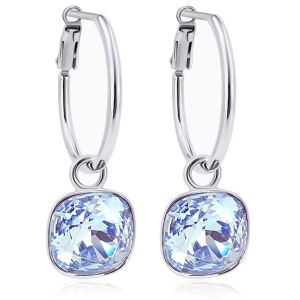 Silber-Creolen 925 Sterling Silver Anhänger Blau Markenkristalle Ohrringe NOBEL SCHMUCK