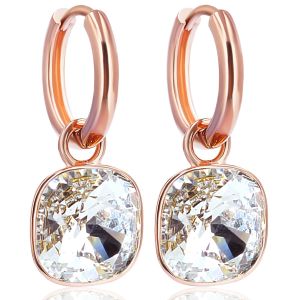 Rosegold Creolen Charm Anhänger Markenristalle Ohrringe 925 Sterling NOBEL SCHMUCK