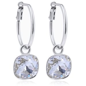 Silber-Creolen 925 Sterling mit Charm Anhänger Kristall Ohrringe NOBEL SCHMUCK