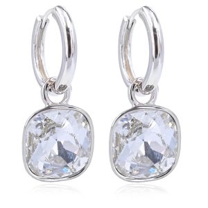 Silber-Creolen Charm Anhänger Marken Kristallen Ohrringe 925 Sterling NOBEL SCHMUCK