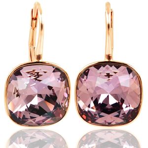 Ohrringe Rosegold 925 Sterling Silber Kristalle Kissenschliff 12 x 12 mm NOBEL SCHMUCK