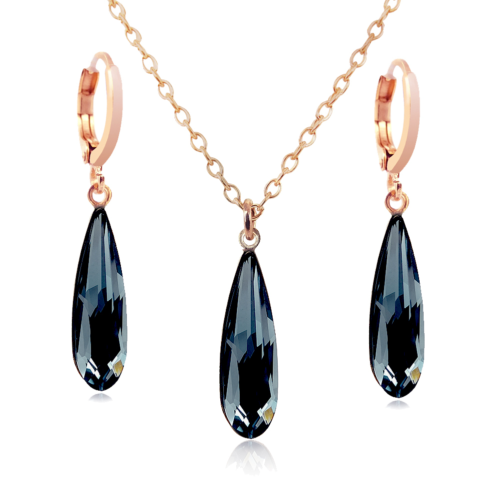 Schmuckset mit Kristallen von Swarovski® Rosegold Schwarz NOBEL SCHMUCK